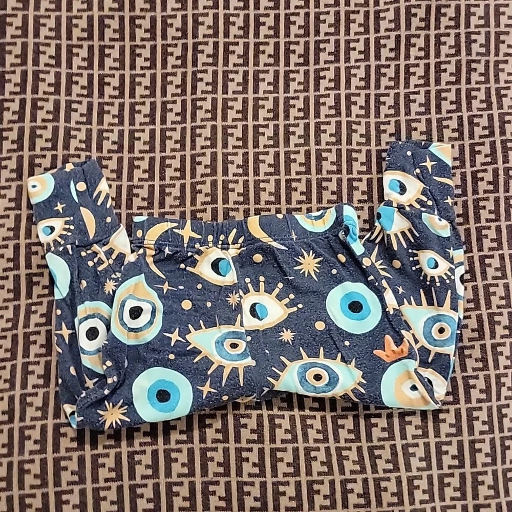 RARE Posh Peanut Fiona pajamas 2 piece blue eye nazar evil eye blue gold 12-18 m